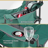 ARROWHEAD OUTDOOR Portable Folding Camping Quad Chair w/ 6-Can Cooler, Cup & Wine Glass Holders, Heavy-Duty Carrying Bag, Padded Armrests, Headrest & Seat, Supports up to 550lbs, USA-Based Support