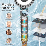 Filtered Shower Head with Handheld, High Pressure Shower Heads 3 Spray Mode with ON/OFF Switch, Power Wash for Bathroom Cleaning, Shower Head with Filters Prevents Dry Skin and Damaged Hair