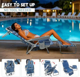 Backpack Beach Chair Aluminum 2 Pack with Folding Camping Table 5-Position Lay Flat Lounge Chair Outdoor for Adults with Insulated Cooler Bag and Cup Holder