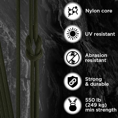 TECEUM 5/32" Paracord Rope 1000 – 1000ft / 200ft / 100ft / 50ft – Tactical Parachute Cord 4mm – 45+ Colors – Nylon String for Survival & Camping Gear – Stripe Cord for Survival – Utility Rope