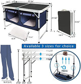 Folding Camping Table with Storage Compartment Aluminum Lightweight Camp Kitchen Table Height Adjustable Indoor/Outdoor Table Perfect for Tailgating, Backyards, BBQ,Picnic, Black