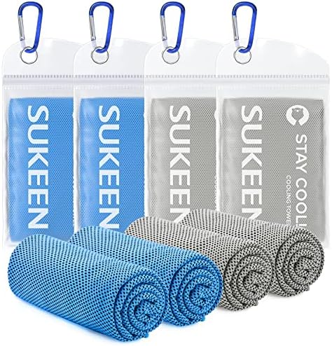 Sken [4 Pack] Cooling Chilly Towel, Soft, Breathable Microfiber Towel - 40'x12', Ideal For Yoga, Sports & Workouts