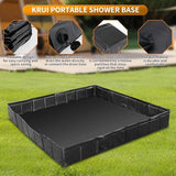 41"x41"x5" Portable Shower Pan Camping Shower Base Collapsible Temporary Shower Stall with Drain Hose Durable Foldable Basin for RV Outdoor Bathing Pets Tent Indoor Outdoor Use