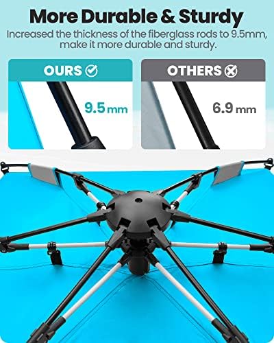 OutdoorMaster Beach Tent with Blackout Shelter Technology, Portable Beach Shade Sun Shelter Canopy for 4-6 Person with UPF 50+ UV Protection, Easy Setup Pop Up Tent Family Size