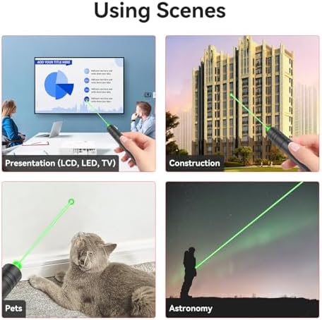 [Professional] Rechargeable Green Line Light Flashlight Long Distance Range for TV/LED/LCD Screens Tactical Flashlights Presentation Office/Outdoors/Astronomic/Construction [001]