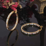 CiNily Big Gold Hoop Earrings Womens Opal Hoop Earrings 14K Gold Plated