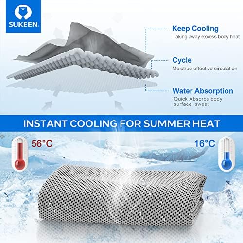 Sueken [4 Pack] Cooling Towel, 40"x12", Soft Breathable Chilly Microfiber Towel for Yoga, Sports, Running, Gym, Camping, Fitness & More Activities