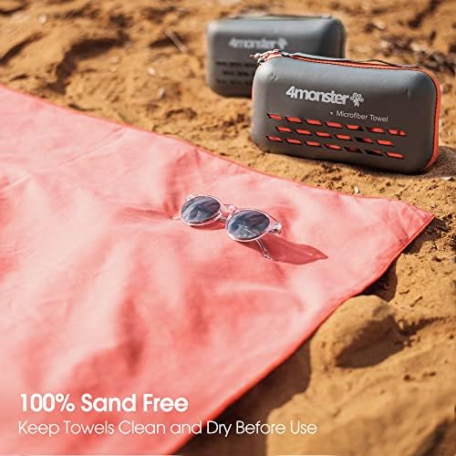 4Monster Camping Towels Super Absorbent, Fast Drying Microfiber Travel Towel, Quick Dry Ultra Soft Compact Gym Towel for Swimming Beach Hiking Yoga Travel Sports Backpack (59.00" x 30.00", Orange)