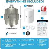 SparkPod 23 Stage Shower Head Filter for Dry Hair and Skin - High Output Universal Shower Filters to Remove Toxic Chemicals, Chlorine & Heavy Metals (Elegant Brushed Nickel)