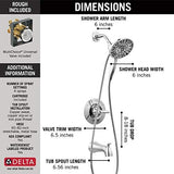 Delta Faucet Arvo 14 Series Single-Handle Tub and Shower Trim Kit, Shower Faucet with 4-Spray In2ition 2-in-1 Dual Hand Held Shower Head with Hose, Chrome 144840-I (Valve Included)