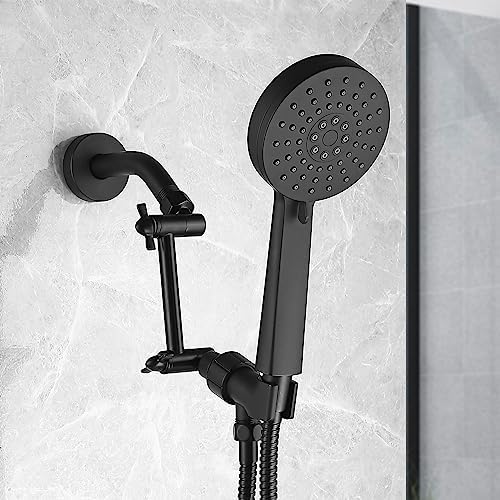Black Shower Arm, Shower Head Extender Arm with Universal Connection to Shower Heads, Anti-Leak Tool-Free Installtion, Shower Exetension (5 Inch, Matte Black)