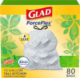 Glad Tall Kitchen Trash Bags 13 Gallon, Gain Original Garbage Bags, Odorshield with Drawstring, 80 Count