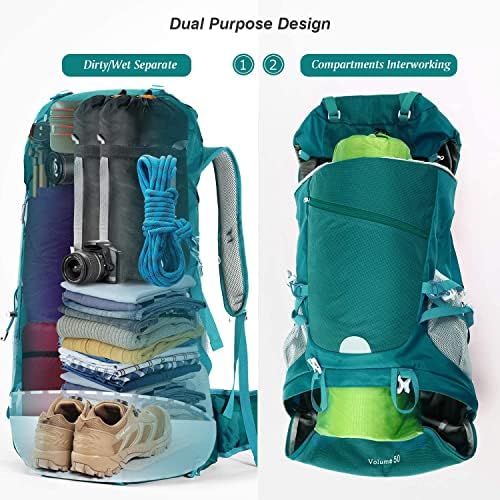 HOMIEE 50L Hiking Backpack Travel Bag Waterproof Camping Rucksack with Rain Cover Lightweight Backpacking Backpack