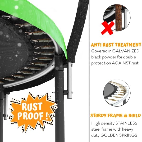 JUMPZYLLA Trampoline Outdoor 8FT 10FT 12FT 14FT 15FT 16FT with Enclosure and Ladder, ASTM Approved Recreational Trampoline for Kids and Adults, Anti-Rust Coated Frame