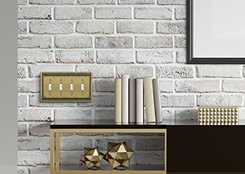 Henne Bery Sunken Pearls Heavy Duty Decorative Wall Plate Switch Plate Outlet Cover (Quad Toggle, Antique Brass)