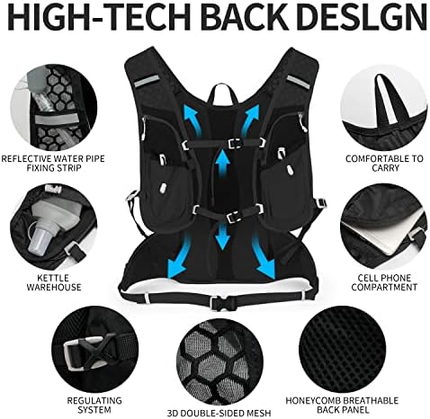 Hydration Pack Backpack, Lightweight Water Backpack with 2L Leakproof Hydration Bladder Daypack for Men Women,Running Hydration Vest for Outdoor Trail