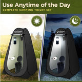 Outdoor Portable Toilet Set for Adults with Camping Night Lantern, Folding XL Toilet, Pop Up Privacy Tent and Carry Bags, Multipurpose Potty, Washable and Foldable for RV Travel