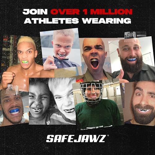 SafeJawz Sports Mouthguard, Dual Layer Premium Mouth Guard with Case for Basketball, Lacrosse, Football, Martial Arts, Hockey, Wrestling, Ice Hockey and All Contact Sports