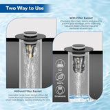 Hibbent Upgraded 3 in 1 Bathroom Sink Drain Strainer, Universal Pop Up Stopper, Removable Stainless Steel Filter Basket Hair Catcher, Sink Plug for 1.1''~2.36'' Basin, Brass Bullet Core, Matte Black