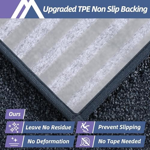 COSY HOMEER Edging Stair Treads Non-Slip Carpet Mat 28inX9in Indoor Stair Runners for Wooden Steps, Edging Stair Rugs for Kids and Dogs, 100% Polyester TPE Backing (15pc, Navy)