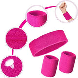 Bememo 6 Pcs Neon Sports Sweatbands Set Paris Sports Competitions Sweatbands 2 Headband 4 Wristbands Breathable Terry Cloth Athletic Bands for Basketball Tennis Costumes Cosplay