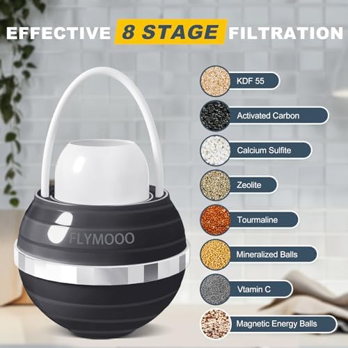 Bath Water Filter for Tub Faucet - 8 Stages Bathtub Water Filter Reduces Contaminants for Softer, Smoother Skin - 2,500 Gallons of Filtration, BPA Free (Black)