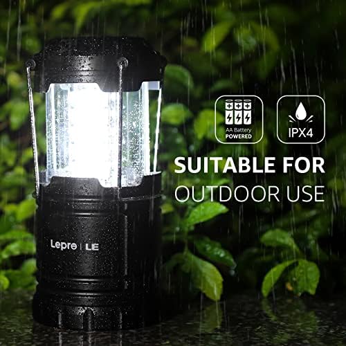 Lepro LED Camping Lanterns Battery Powered, Collapsible, IPX4 Water Resistant, Outdoor Portable Lights for Emergency, Hurricane, Storms and Outages
