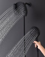 2-in-1 Shower Head with Handheld Combo: 2.5GPM Rainfall & Handheld Shower Head Use Together or Alone, 9 Spray Settings Hand Held Shower Head with Hose, Black