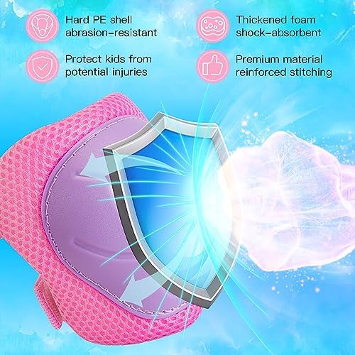Kids Protective Gear Set Knee Pads for Kids 3-14 Years Toddler Knee and Elbow Pads with Wrist Guards 3 in 1 for Skating Cycling Bike Rollerblading Scooter