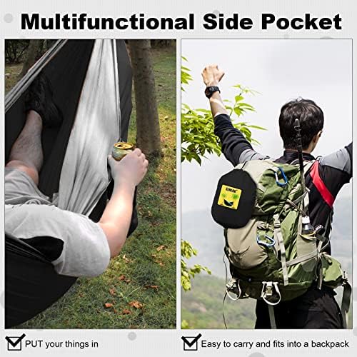 SZHLUX Camping Hammock Double & Single Portable Hammocks with 2 Tree Straps, Great for Hiking,Backpacking,Hunting,Outdoor,Beach,Camping,Black / Grey