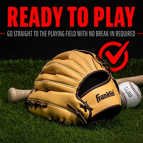 Franklin Sports Baseball + Softball Gloves - Field Master Adult + Youth Baseball + Softball Gloves - Right Hand + Left Hand Gloves - Infield + Outfield Mitts - Multiple Sizes + Colors