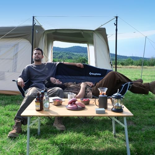 KingCamp Double Camping Chair, Oversized Heavy Duty Loveseat for Adults Portable Folding XL 2 Person Couch Padded Comfortable Two Seat with Cup Holder for Outdoor Lawn Backyard