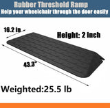 BESEA 2" Rise Rubber Threshold Ramp Wheelchair Ramp for Home Doorways 3.6 Feet Long 2200lbs Load Capacity Power Scooter Ramp