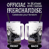 Silver Buffalo Disney Nightmare Before Christmas by Tim Burton Jack Skellington Hill and Moon Stainless Steel Tumbler with Handle and Straw, Fits in Standard Cup Holder, 40 Ounces