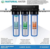 iSpring F3WGB32BM 4.5” x 20” 3-Stage Whole House Water Filter Set Replacement Pack with Sediment, CTO Carbon Block, and Iron & Manganese Reducing Cartridges Fits WGB32BM, White (Pack of 1)