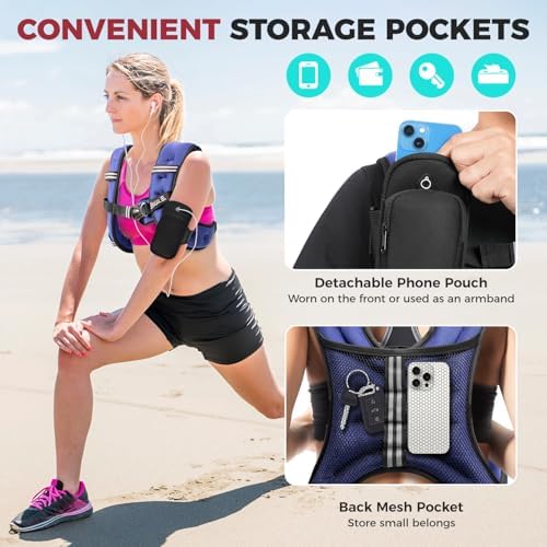 BAGAIL Weighted Vest, 5lbs/10lbs/12lbs/15lbs/20lbs/25lbs/30lbs Weight Vest with Detachable Pouch, Rucking Vest for Women, Men, Walking, Weight Loss, Training, Running