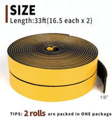 Yotache Weather Stripping 2 Rolls 1" W X 1/8" T (New Adhesive Craft), Neoprene Foam Weatherstrip Tape for Automotive, 33 Ft Length (2 X 16.5 Ft Each)