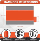 Camping Hammock Lightweight, Portable Hammocks Parachute Hammock with Two Tree Straps, Single or Double Travel Swing Nylon Camp Hammocks, Outdoor Essentials for Beach Backpacking Hiking, Orange