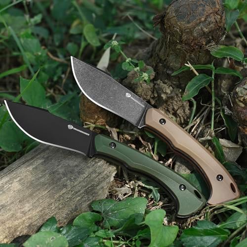 7.68" EDC Survival Knife with Fire Starter L-Y, Small EDC Full Tang Fixed Blade Knife with Sheath, Belt Clip, Full Black