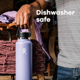 Hydro Flask Wide Mouth vacuum insulated stainless steel water bottle with leakproof closeable lid for cold water drinks, sports, travel, car and school