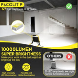 10000LM LED Work Light: Portable Work Light with 5FT Cord - IP66 Waterproof Flood Light for Outdoor Indoor Job Site Workshop Garage Construction Site Lighting, Gifts for Men