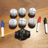 360-Degree Golf Ball Marker Alignment Tool Kit - Triple Line Stencil with 3-Color Pens and Gift Box