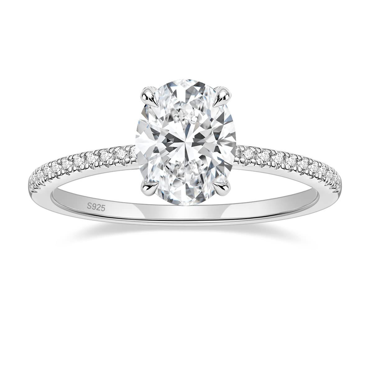 EAMTI 3CT 925 Sterling Silver Engagement Rings Oval Cut Cubic Zirconia CZ Wedding Promise Rings for Her Stunning Wedding Bands for Women Size 7