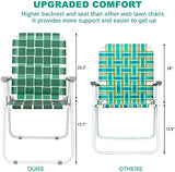 VINGLI Patio Lawn Webbed Folding Chairs Set of 2, Outdoor Beach Chair Portable Dining Chair for Outdoor Yard, Garden (Dark Green, Classic)