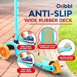 3-Wheel Kids Scooter - Lean-to-Steer Technology, Adjustable Height Handlebar, Wide Deck, Scooter for Boys & Girls Ages 3+, Child Safety Approved, Support Riders Up To 165 lbs, Light Blue/Orange