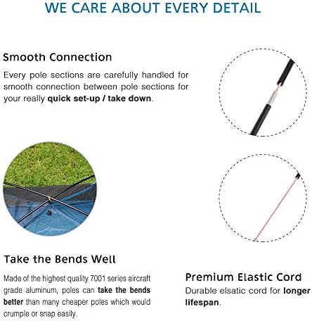 Aluminum Tent Poles Replacement, Fits Both Female and Male Ends, Lightweight Tent Pole Repair Kit, 7001 Aluminum Alloy T6 Heated