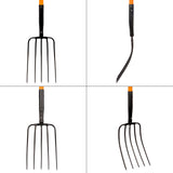 VNIMTI Pitch Fork for Gardening, 5 Tine Pitchfork Heavy Duty with Fiberglass Handle, 58 Inches