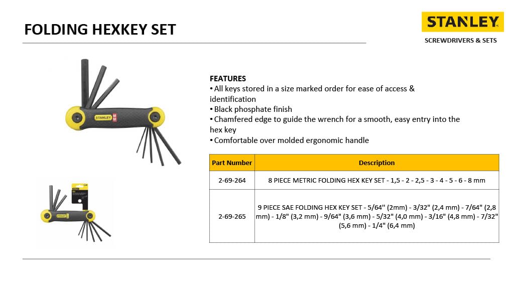 Stanley 2-69-264 Metric Folding Key-Set (8-piece), Silver