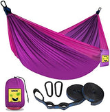 SZHLUX Camping Hammock Double & Single Portable Hammocks with 2 Tree Straps, Great for Hiking,Backpacking,Hunting,Outdoor,Beach,Camping,Purple / Pink