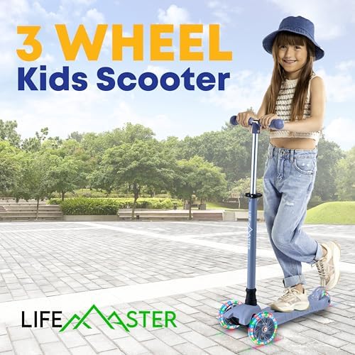 Kids Scooter – Children and Toddler 3 Wheel Kick Scooter – LED Wheel Lights Illuminate When Rolling– Adjustable Handlebar – Indoor and Outdoor